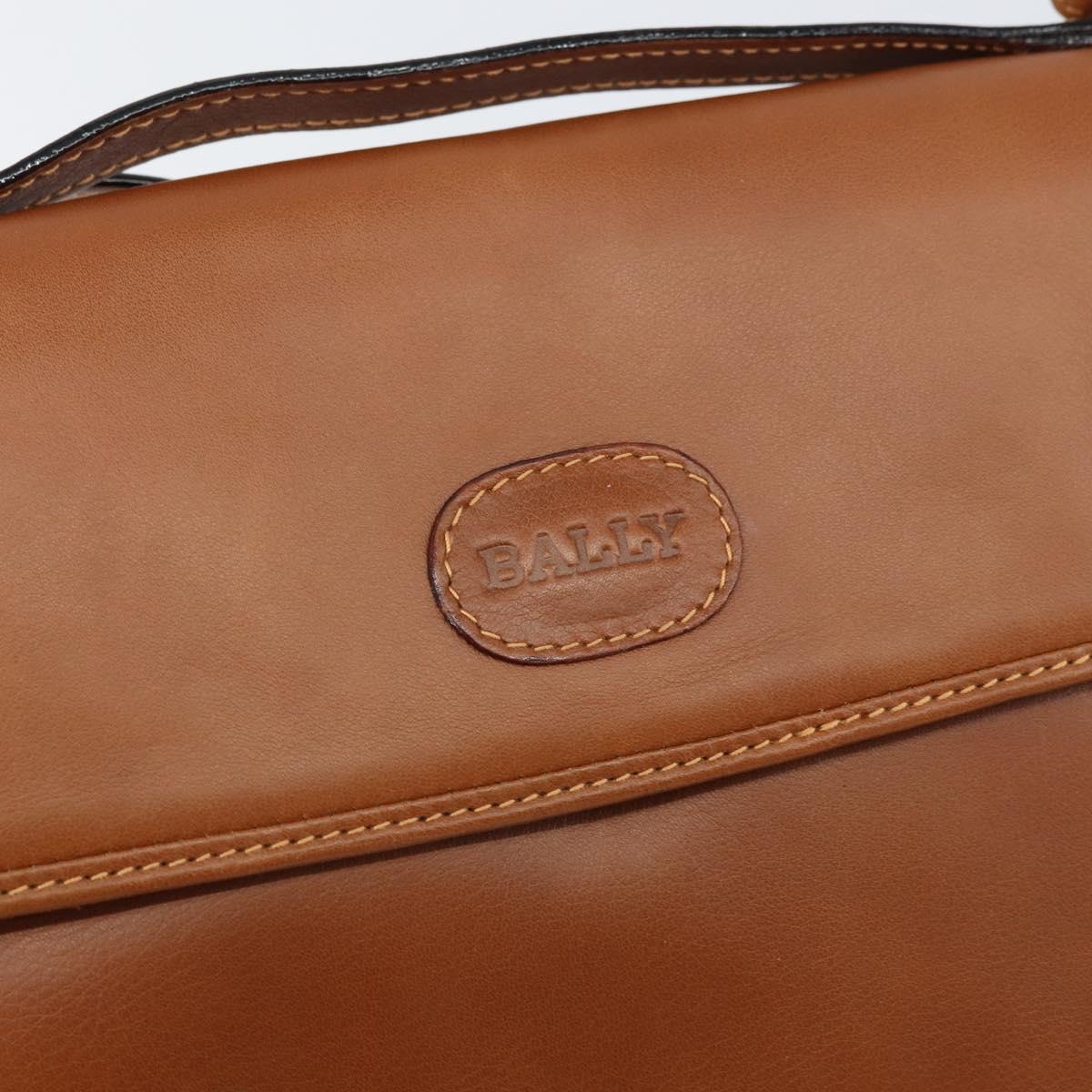 BALLY Shoulder Bag Leather Brown Gold Auth BA9802