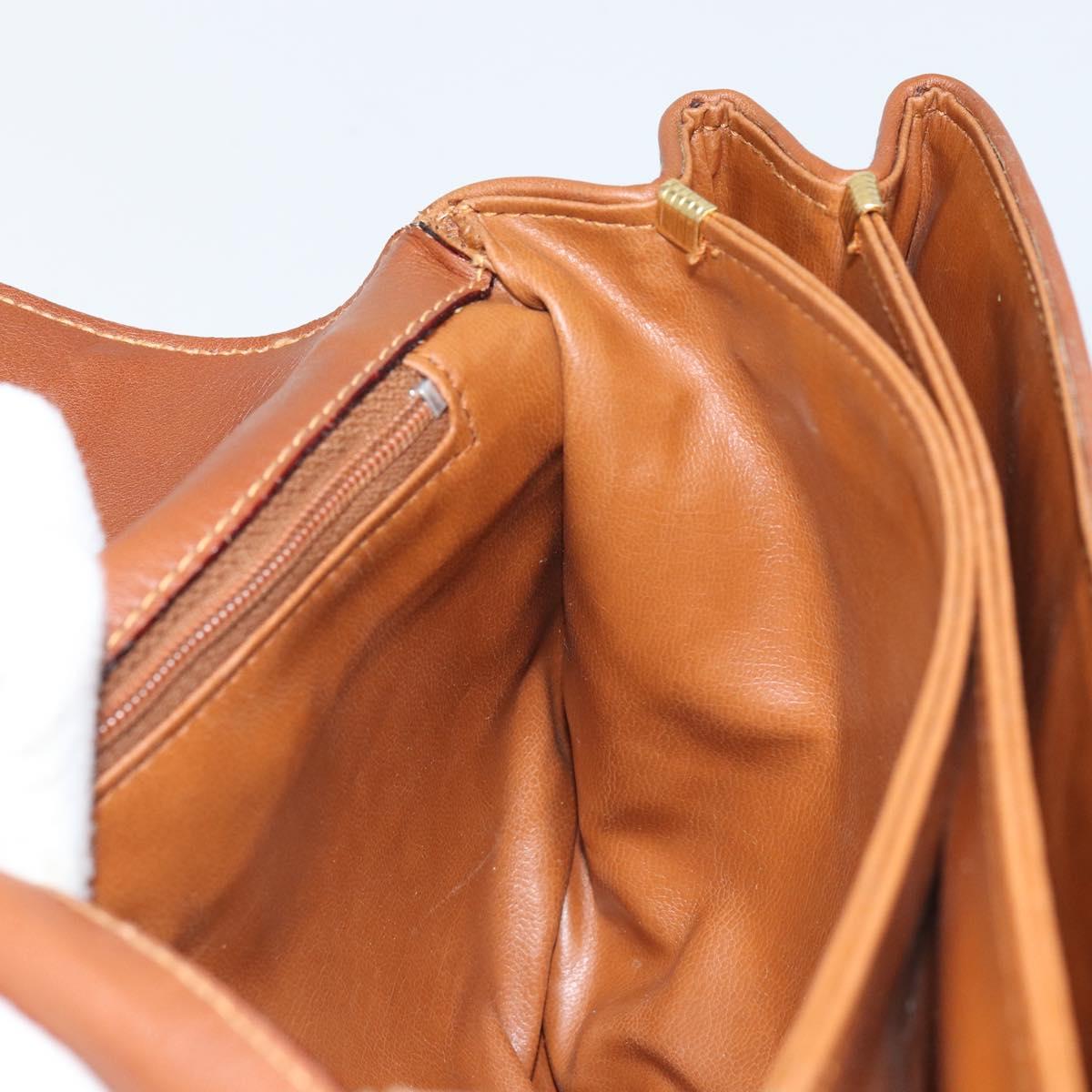 BALLY Shoulder Bag Leather Brown Gold Auth BA9802