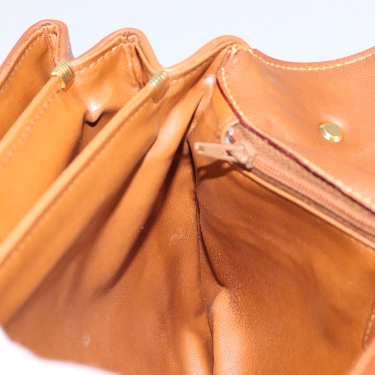 BALLY Shoulder Bag Leather Brown Gold Auth BA9802
