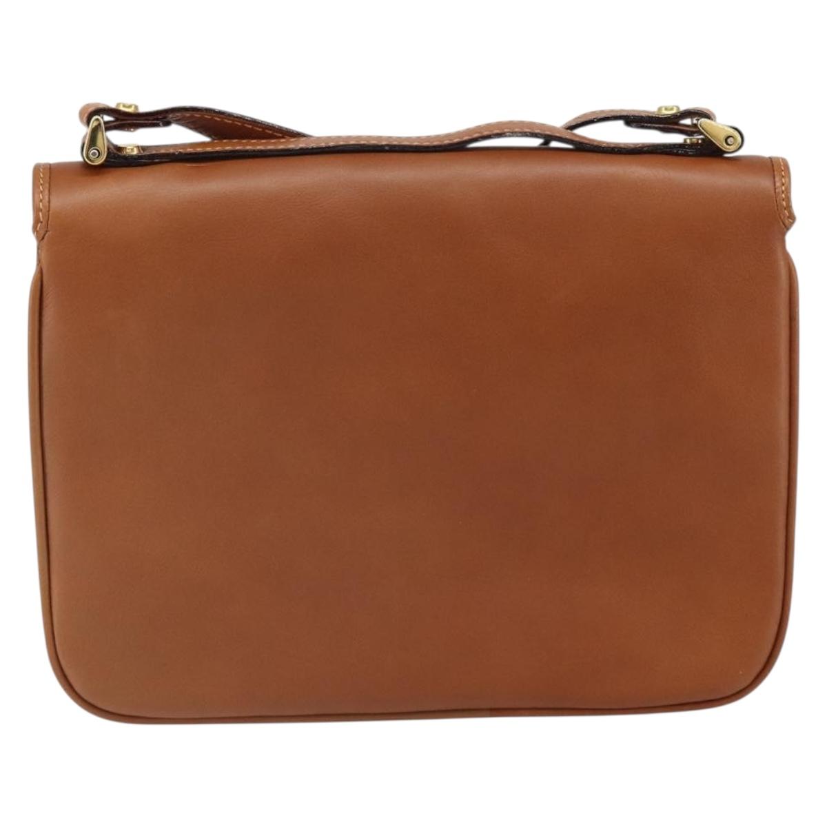 BALLY Shoulder Bag Leather Brown Gold Auth BA9802