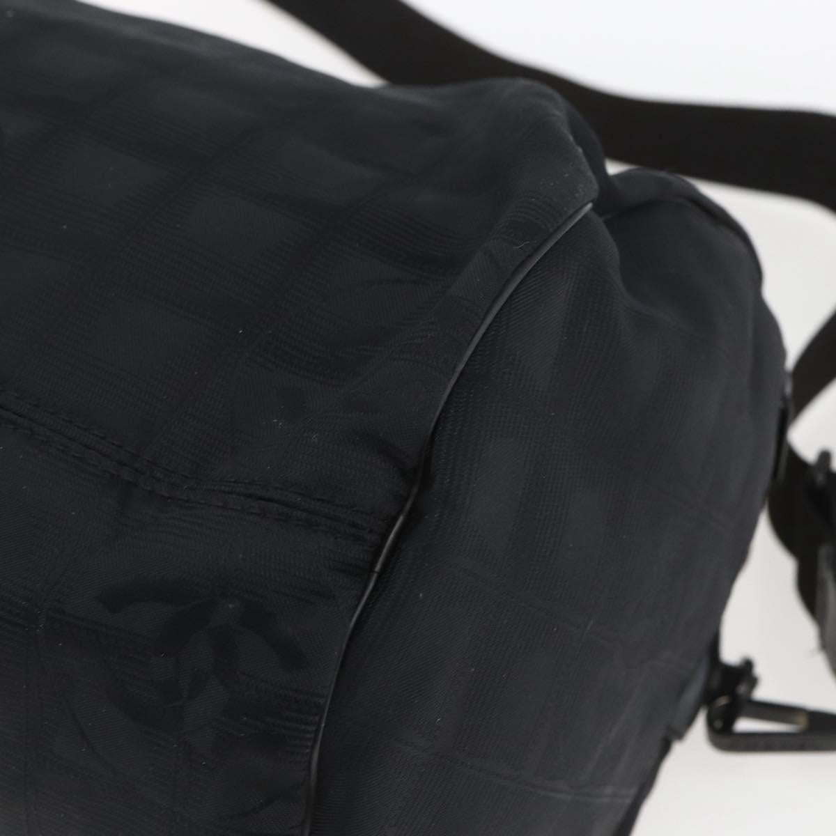 CHANEL New Travel Line Boston Bag Nylon Black CC Auth BA9803