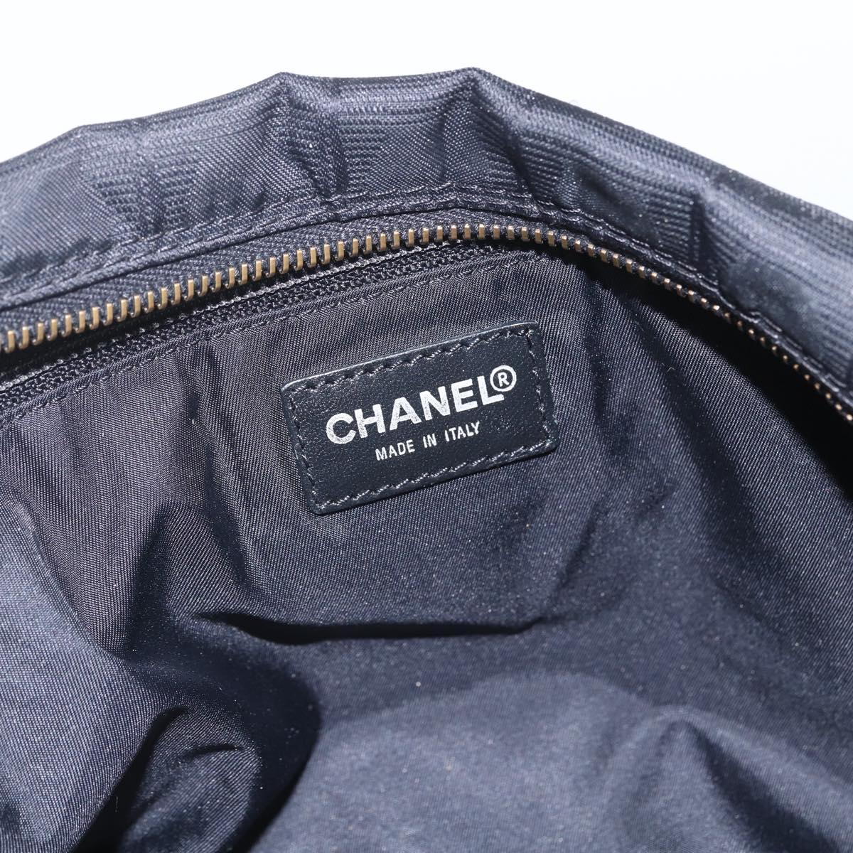 CHANEL New Travel Line Boston Bag Nylon Black CC Auth BA9803