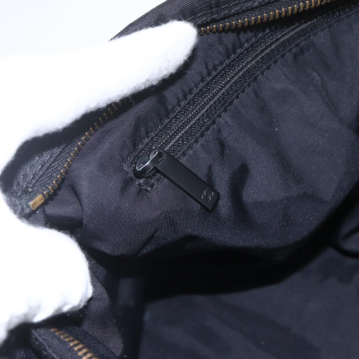 CHANEL New Travel Line Boston Bag Nylon Black CC Auth BA9803