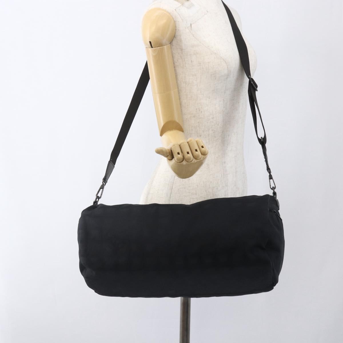 CHANEL New Travel Line Boston Bag Nylon Black CC Auth BA9803