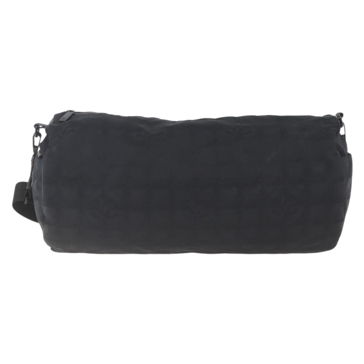 CHANEL New Travel Line Boston Bag Nylon Black CC Auth BA9803