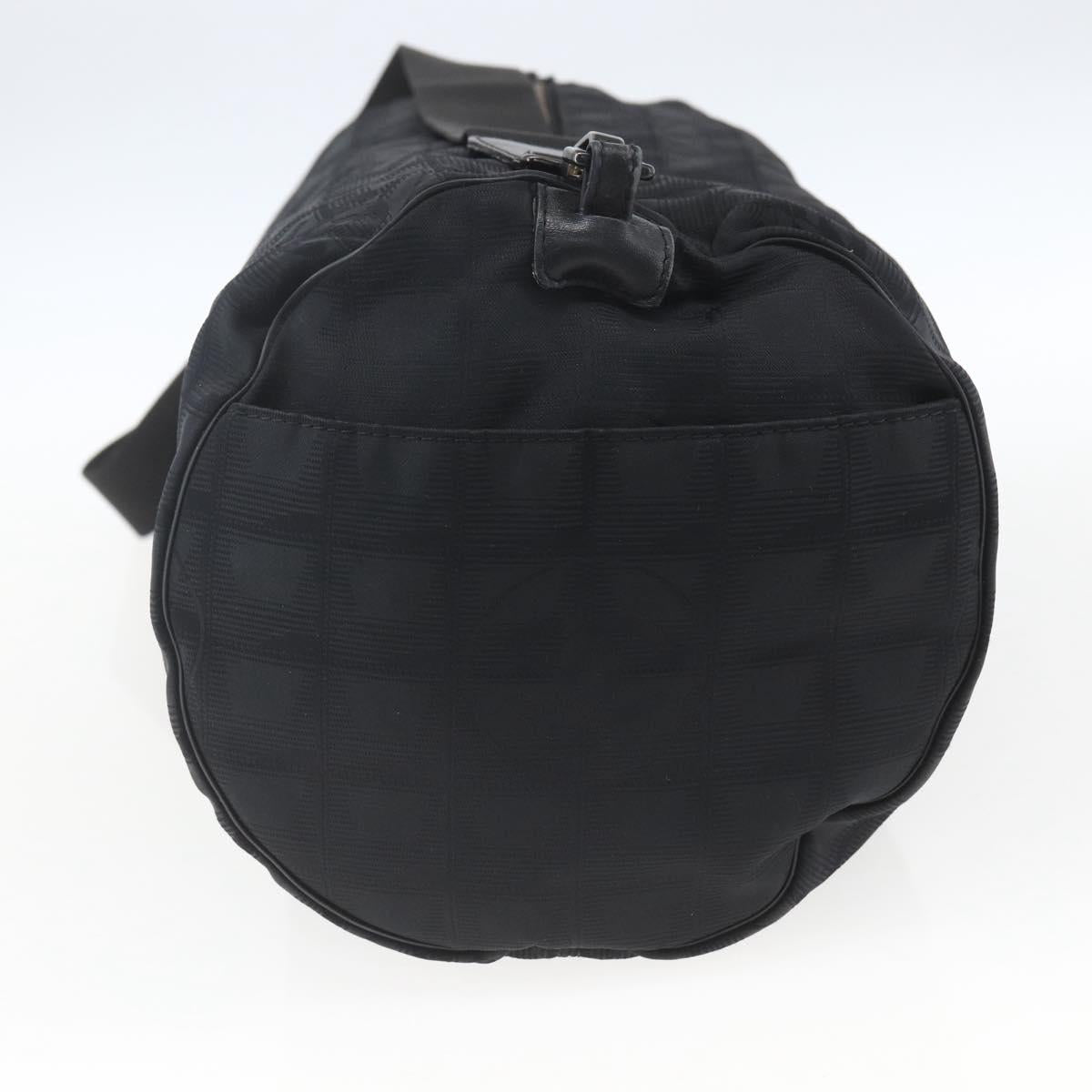 CHANEL New Travel Line Boston Bag Nylon Black CC Auth BA9803