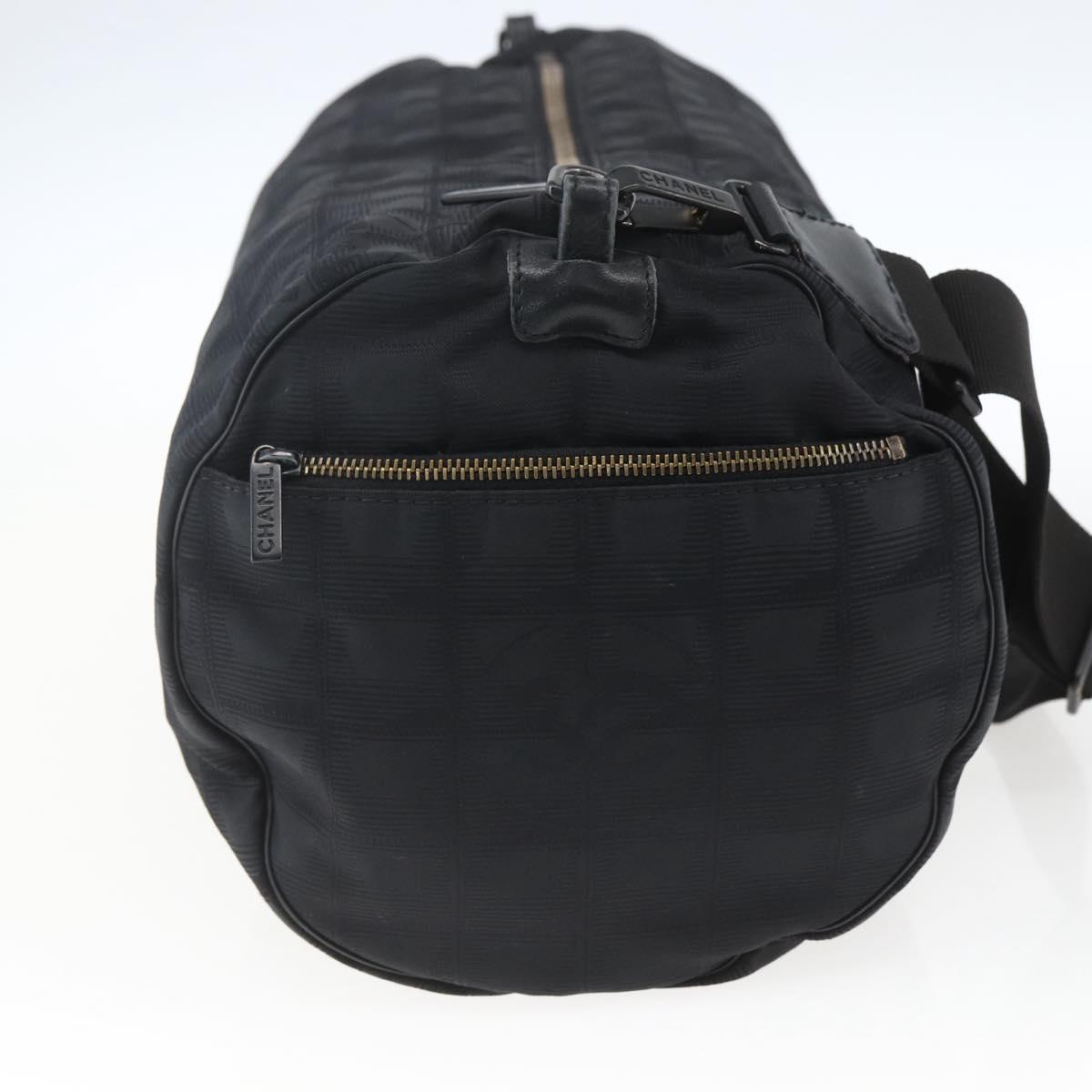 CHANEL New Travel Line Boston Bag Nylon Black CC Auth BA9803