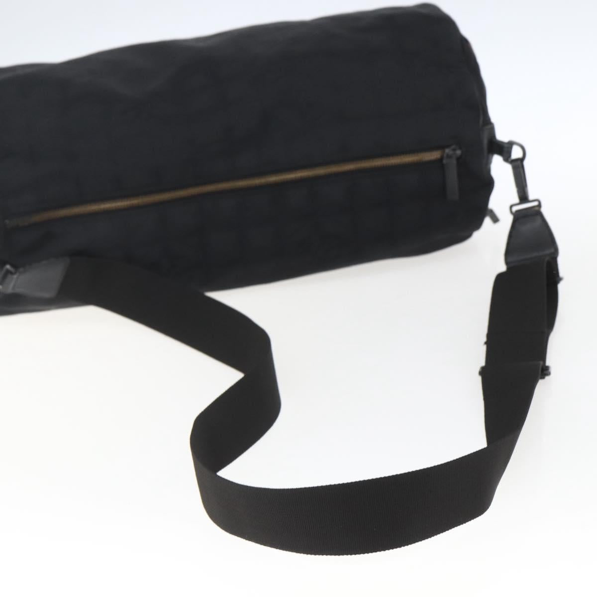 CHANEL New Travel Line Boston Bag Nylon Black CC Auth BA9803