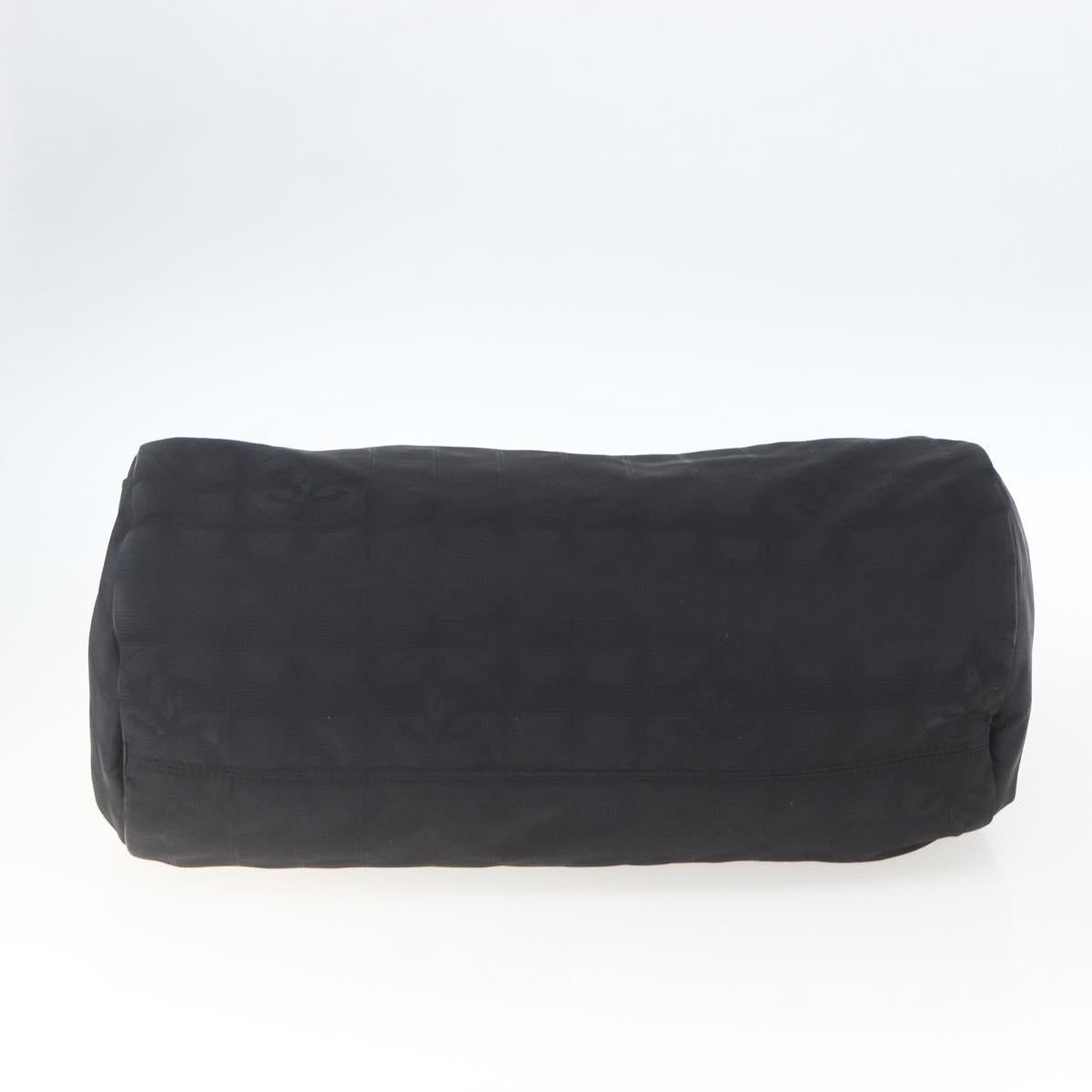 CHANEL New Travel Line Boston Bag Nylon Black CC Auth BA9803