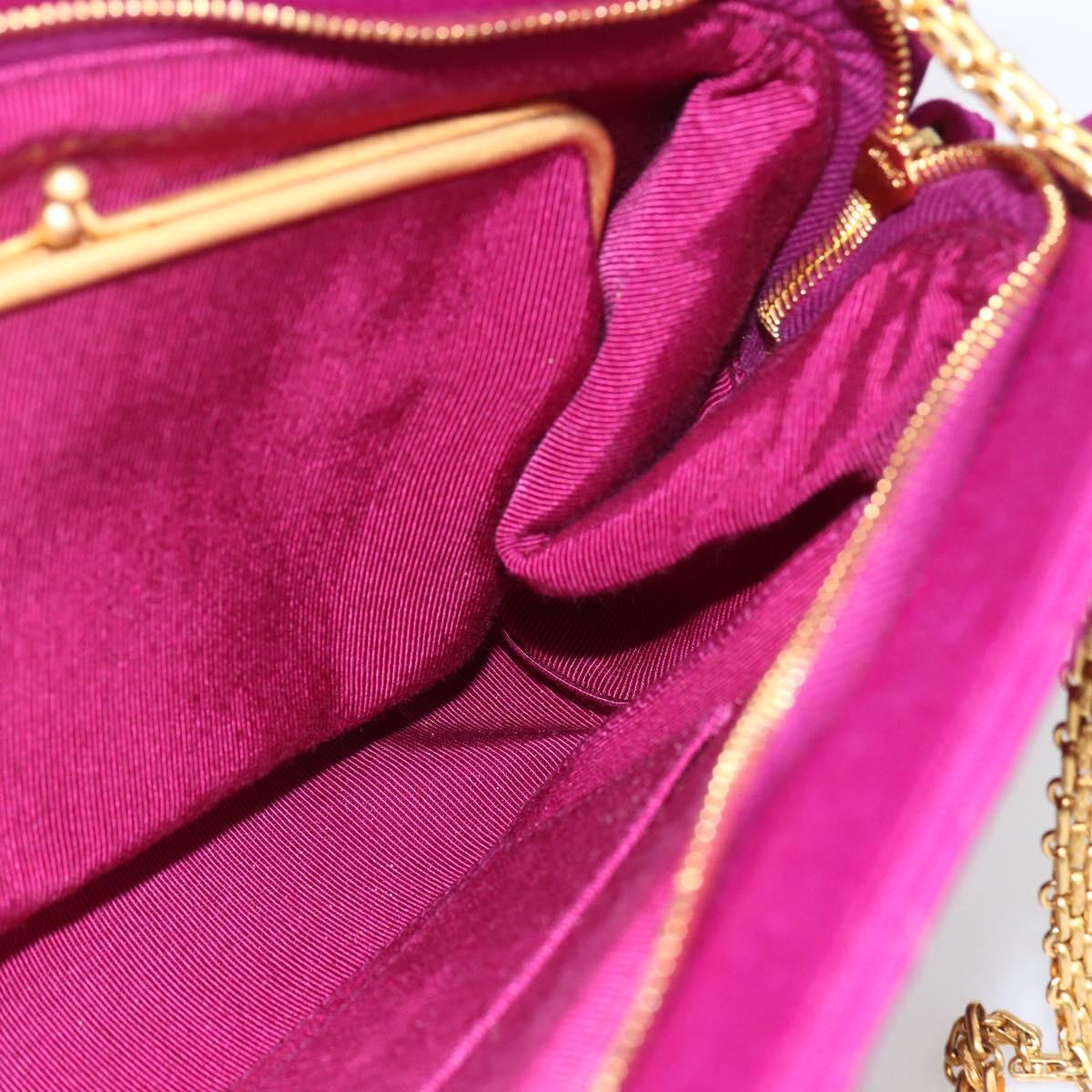 CHANEL Matelasse Chain Shoulder Bag Cotton Purple Gold CC Auth BA9805