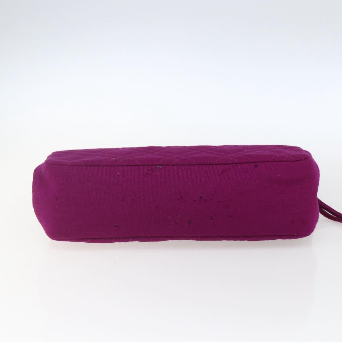 CHANEL Matelasse Chain Shoulder Bag Cotton Purple Gold CC Auth BA9805