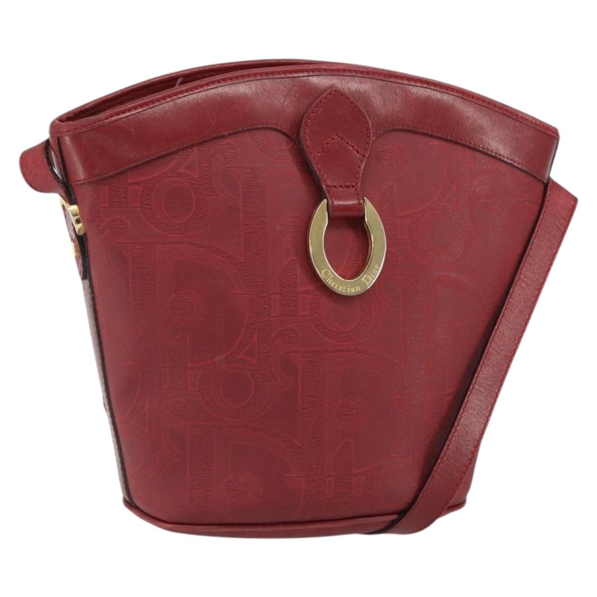 Christian Dior Trotter Canvas Shoulder Bag PVC Red Gold Auth BA9806