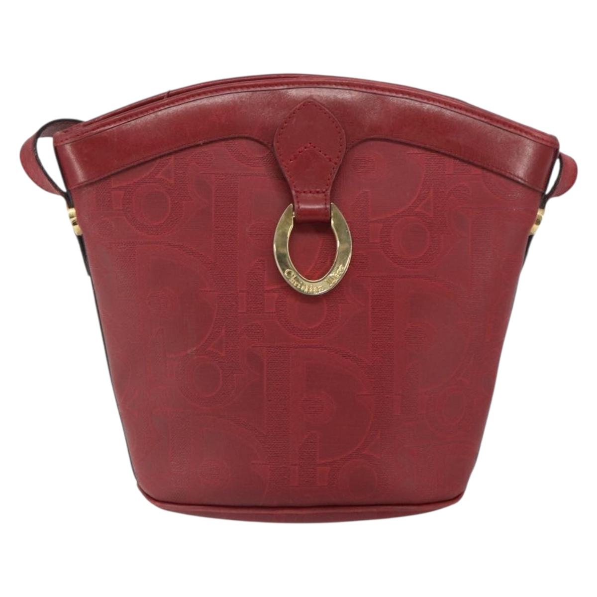Christian Dior Trotter Canvas Shoulder Bag PVC Red Gold Auth BA9806