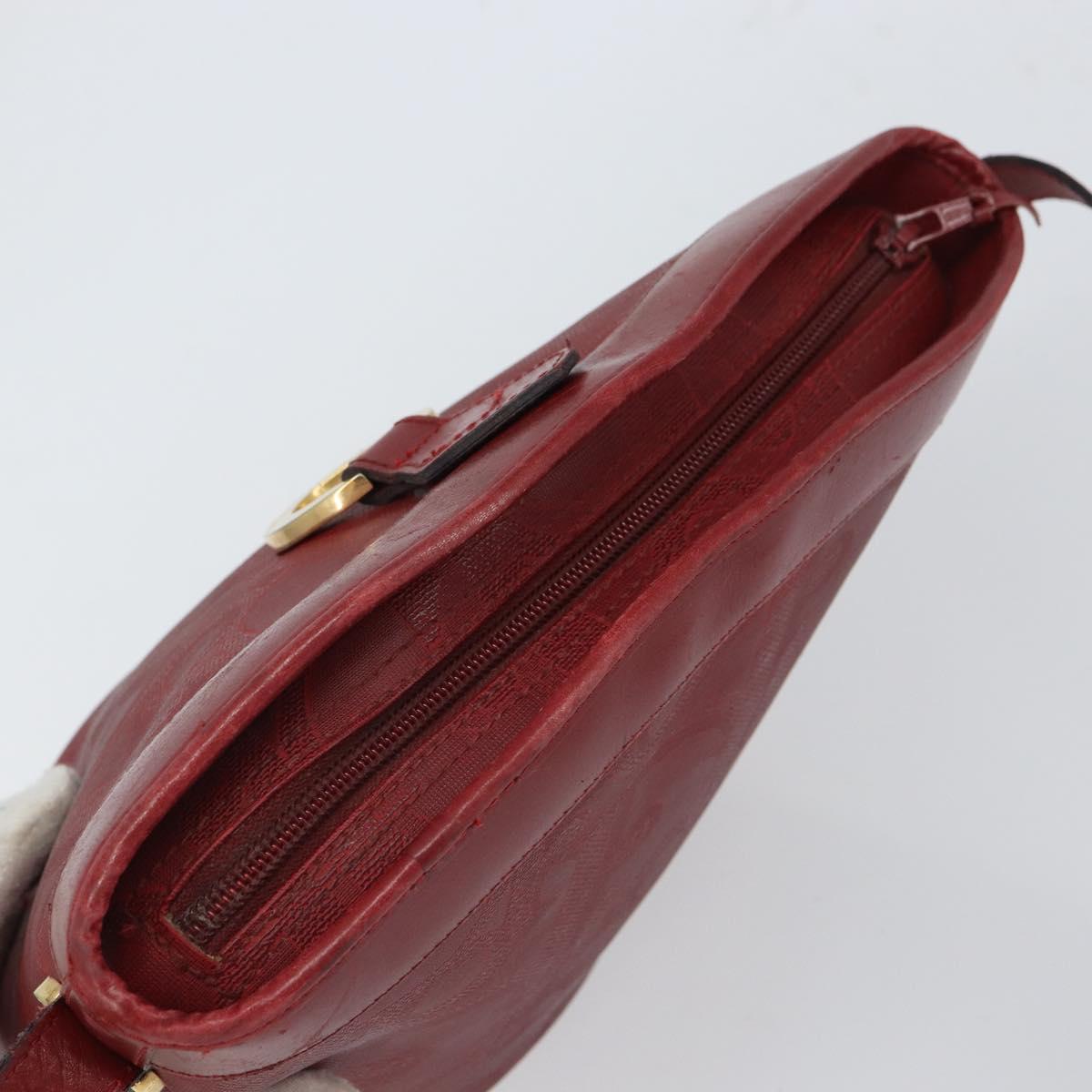 Christian Dior Trotter Canvas Shoulder Bag PVC Red Gold Auth BA9806