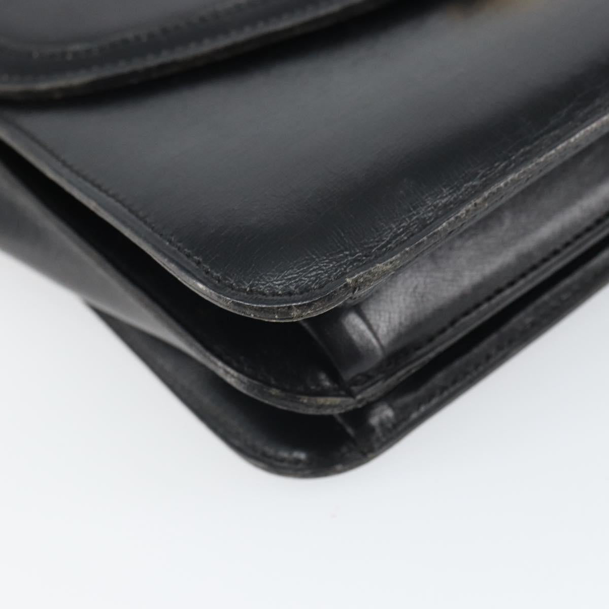 Christian Dior Shoulder Bag Leather Black Gold Auth BA9807