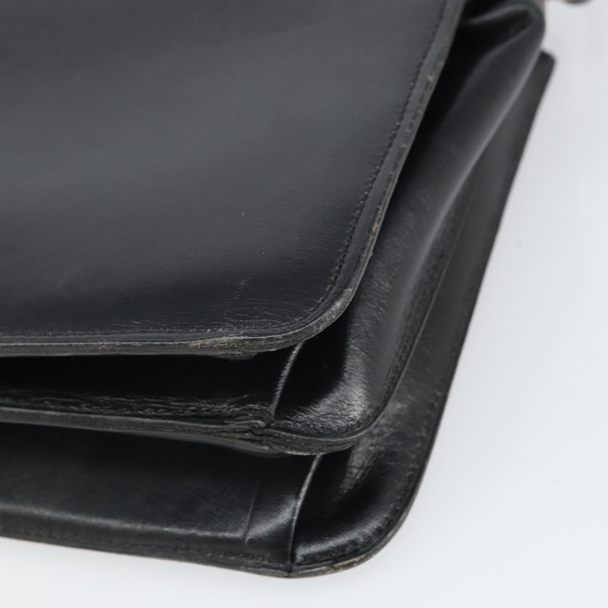 Christian Dior Shoulder Bag Leather Black Gold Auth BA9807