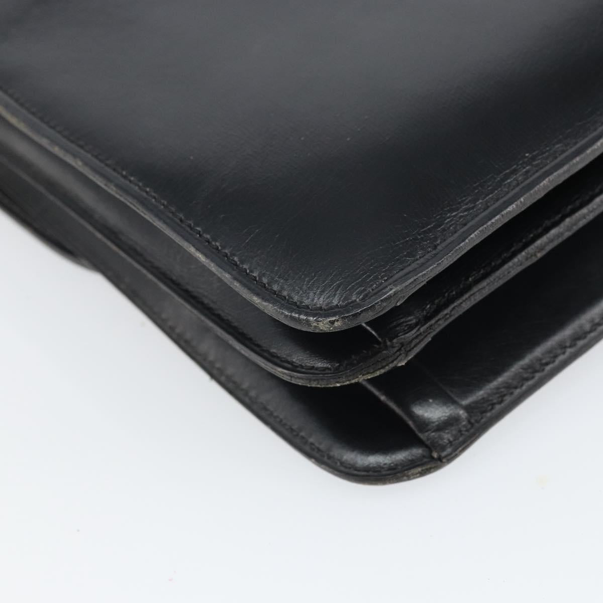 Christian Dior Shoulder Bag Leather Black Gold Auth BA9807