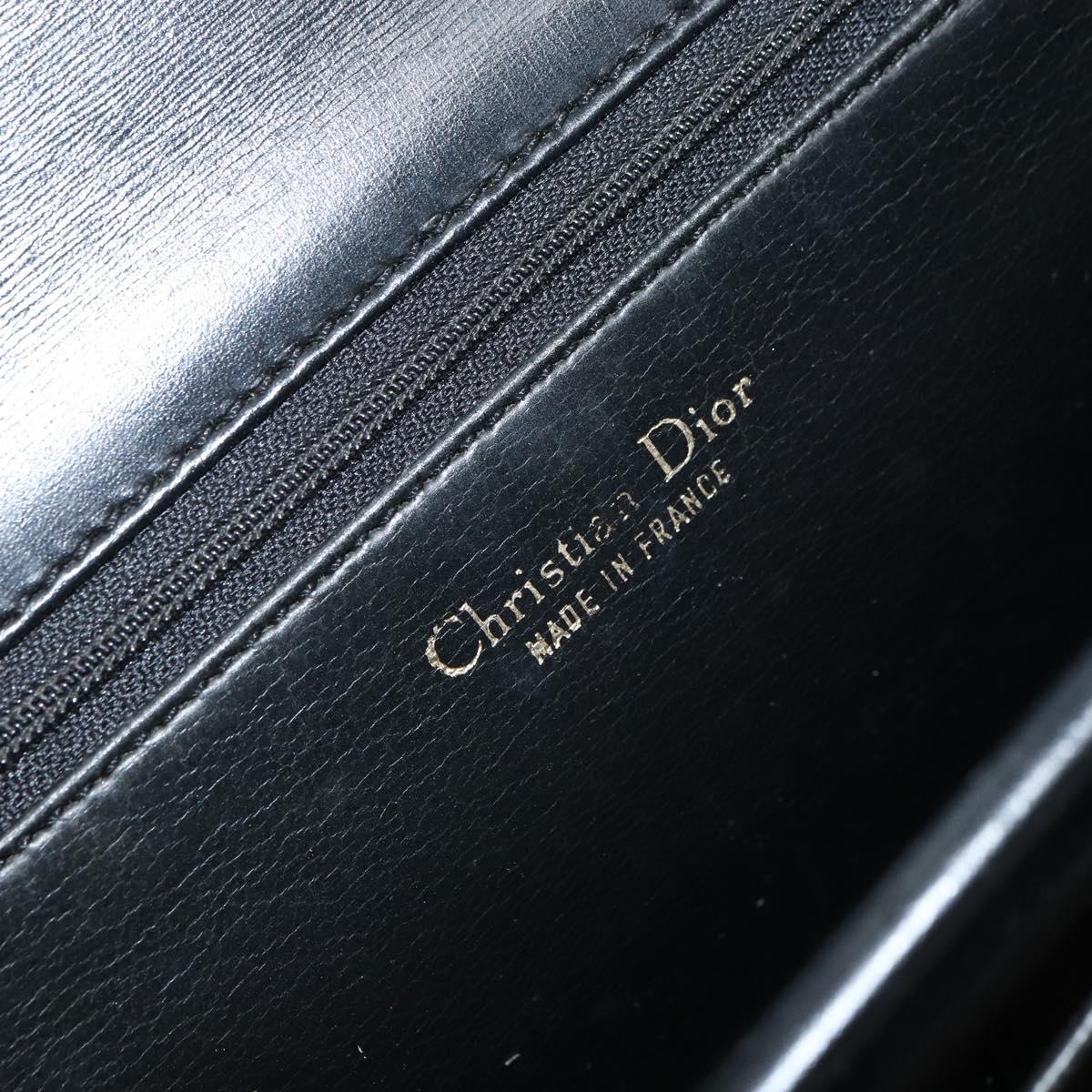 Christian Dior Shoulder Bag Leather Black Gold Auth BA9807