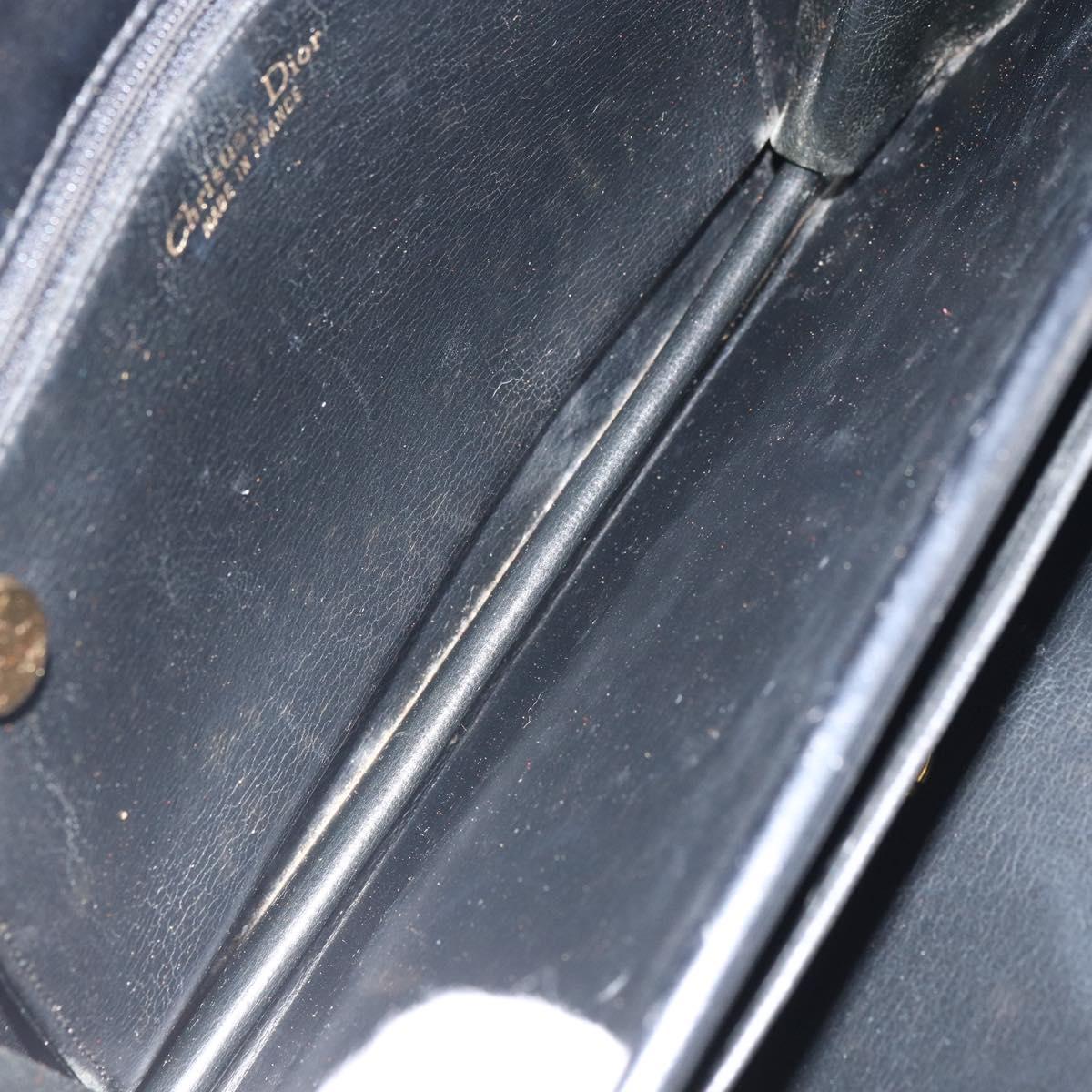 Christian Dior Shoulder Bag Leather Black Gold Auth BA9807