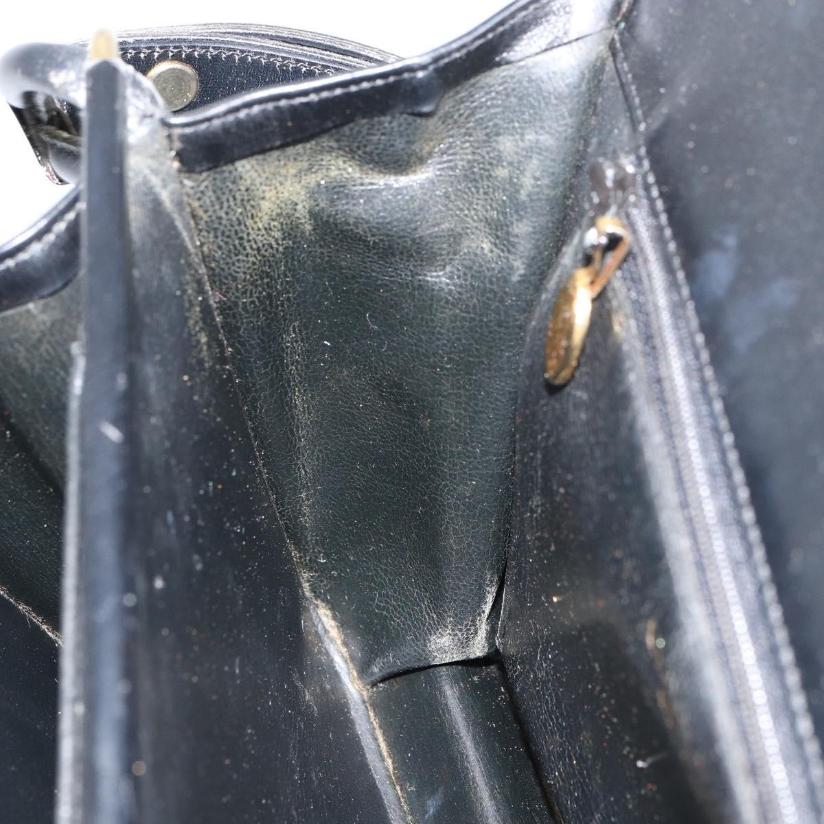 Christian Dior Shoulder Bag Leather Black Gold Auth BA9807