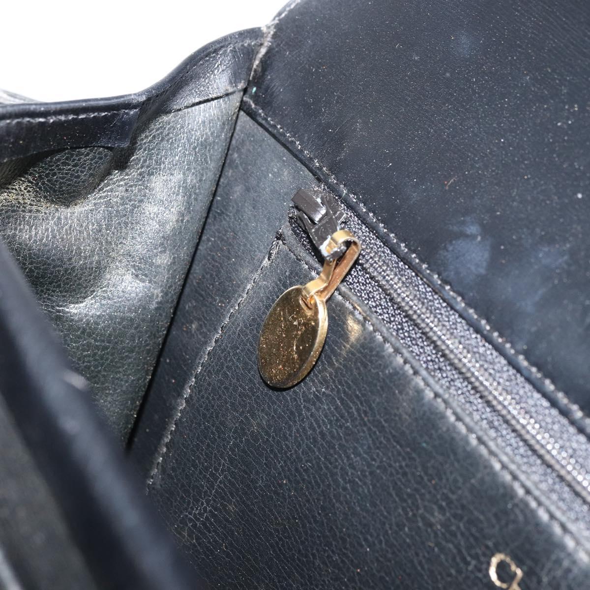 Christian Dior Shoulder Bag Leather Black Gold Auth BA9807