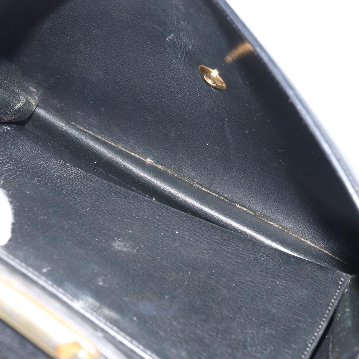 Christian Dior Shoulder Bag Leather Black Gold Auth BA9807