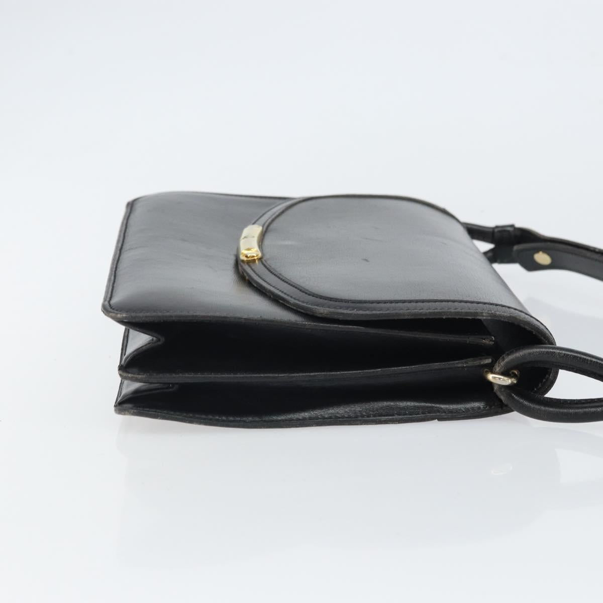 Christian Dior Shoulder Bag Leather Black Gold Auth BA9807