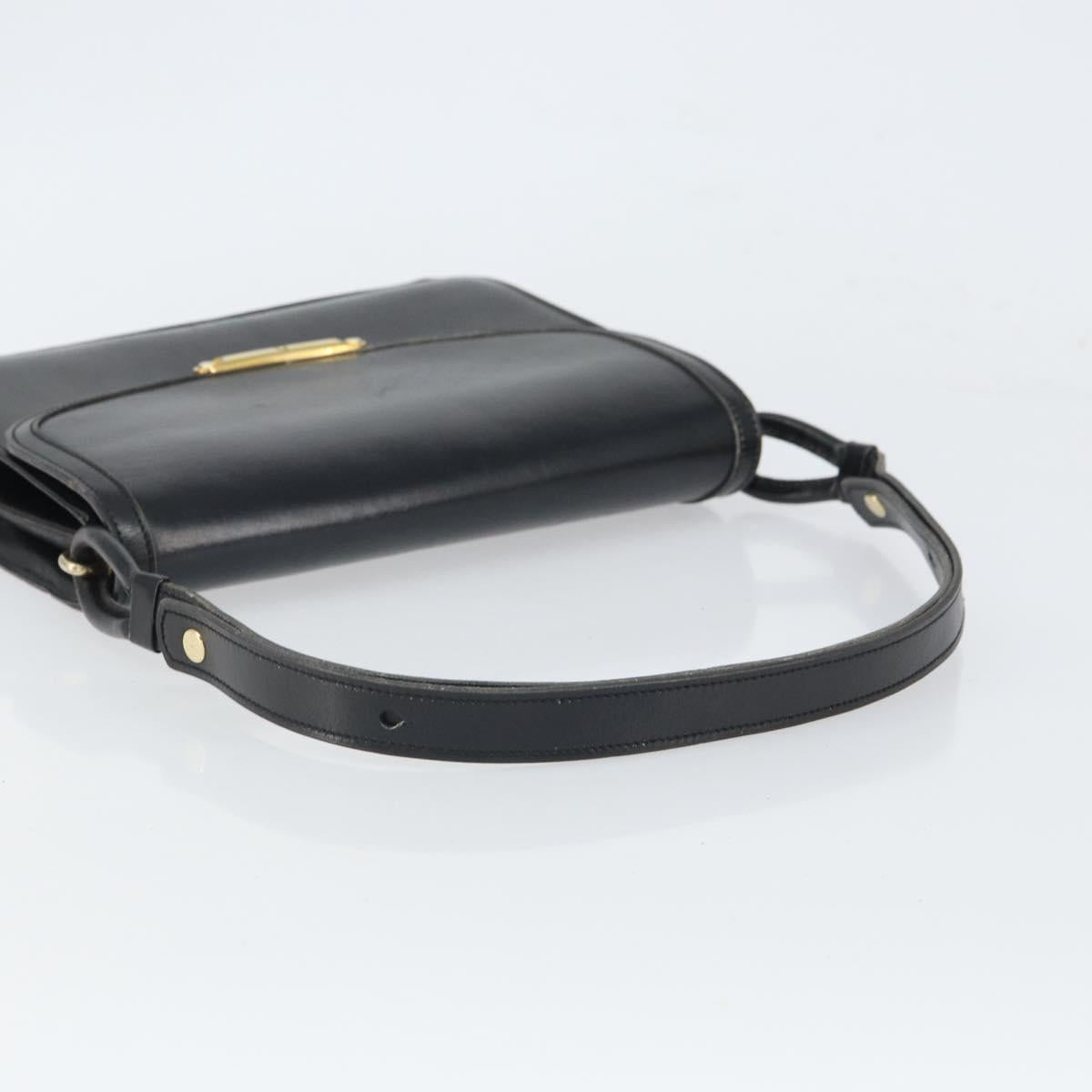 Christian Dior Shoulder Bag Leather Black Gold Auth BA9807