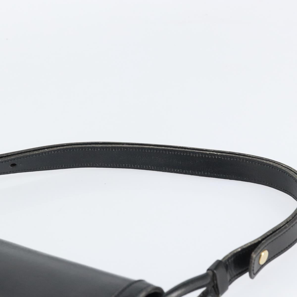 Christian Dior Shoulder Bag Leather Black Gold Auth BA9807