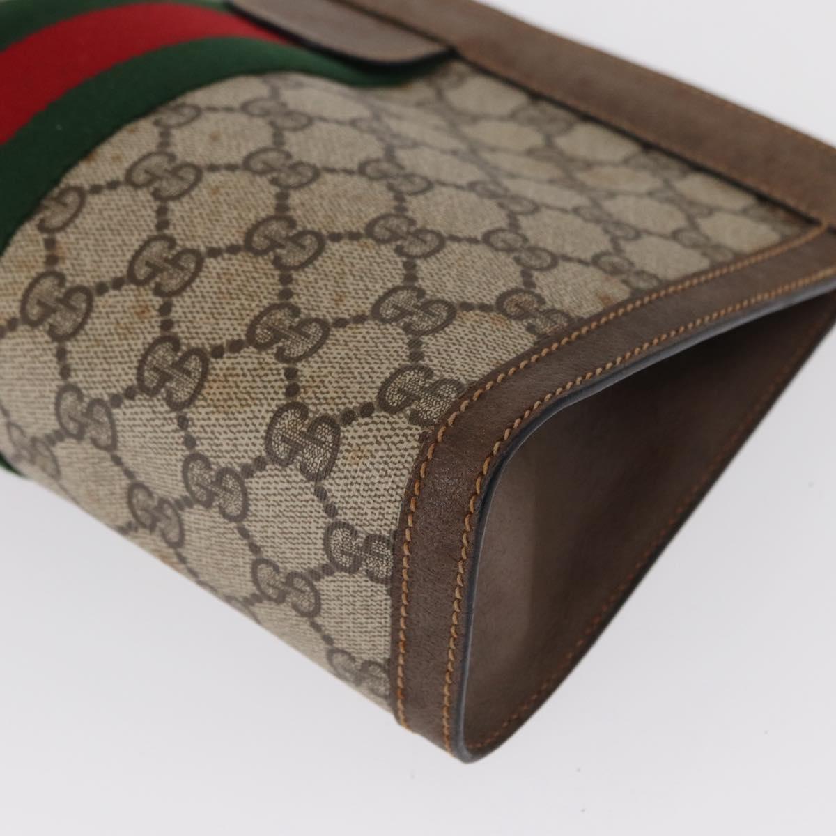 GUCCI GG Supreme Web Sherry Line Clutch Bag PVC Beige 89 01 002 Auth BA9822