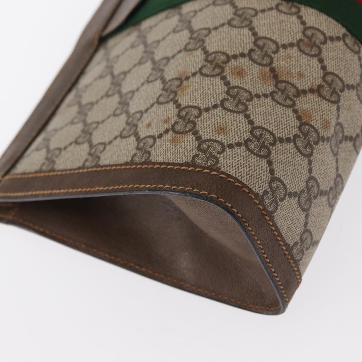 GUCCI GG Supreme Web Sherry Line Clutch Bag PVC Beige 89 01 002 Auth BA9822