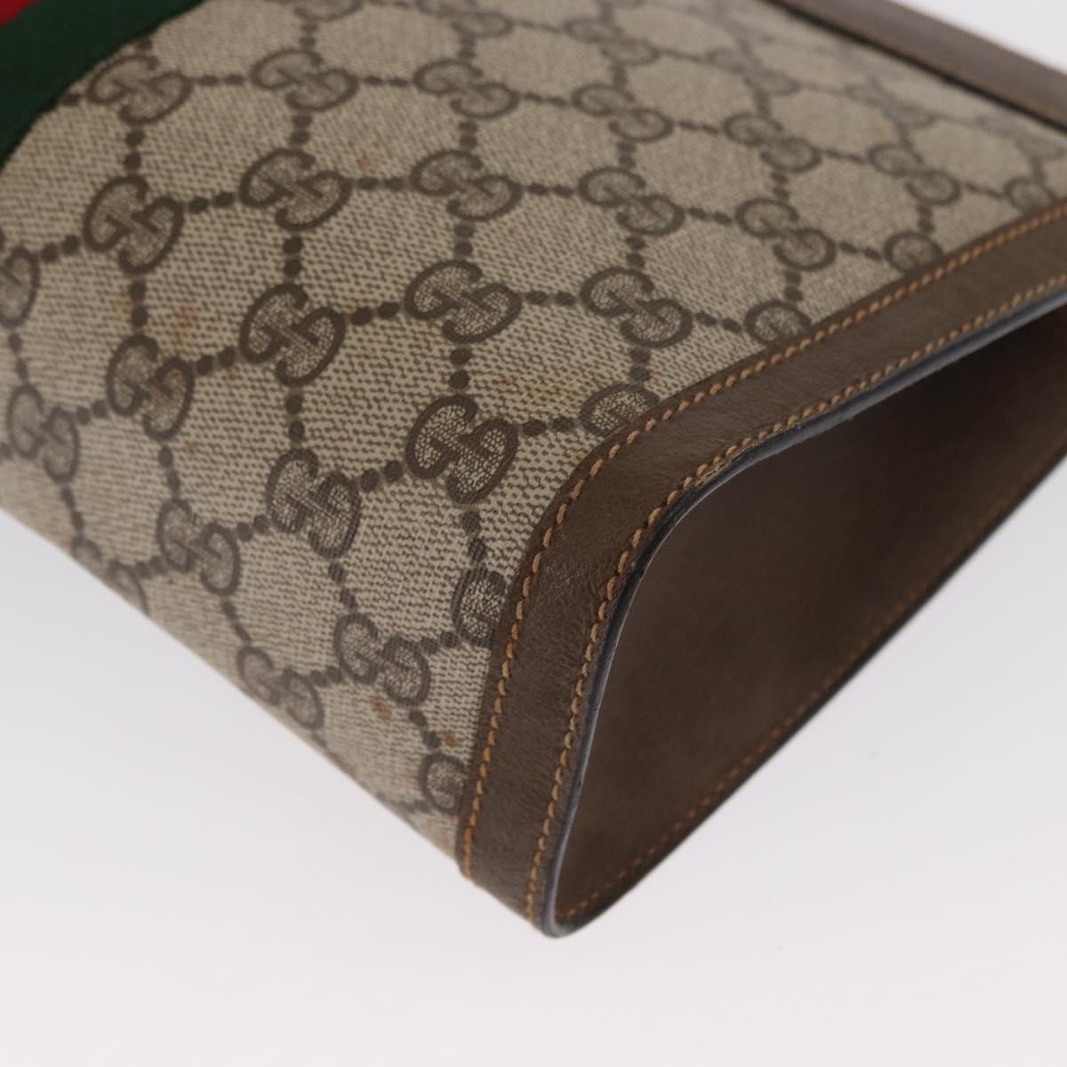 GUCCI GG Supreme Web Sherry Line Clutch Bag PVC Beige 89 01 002 Auth BA9822