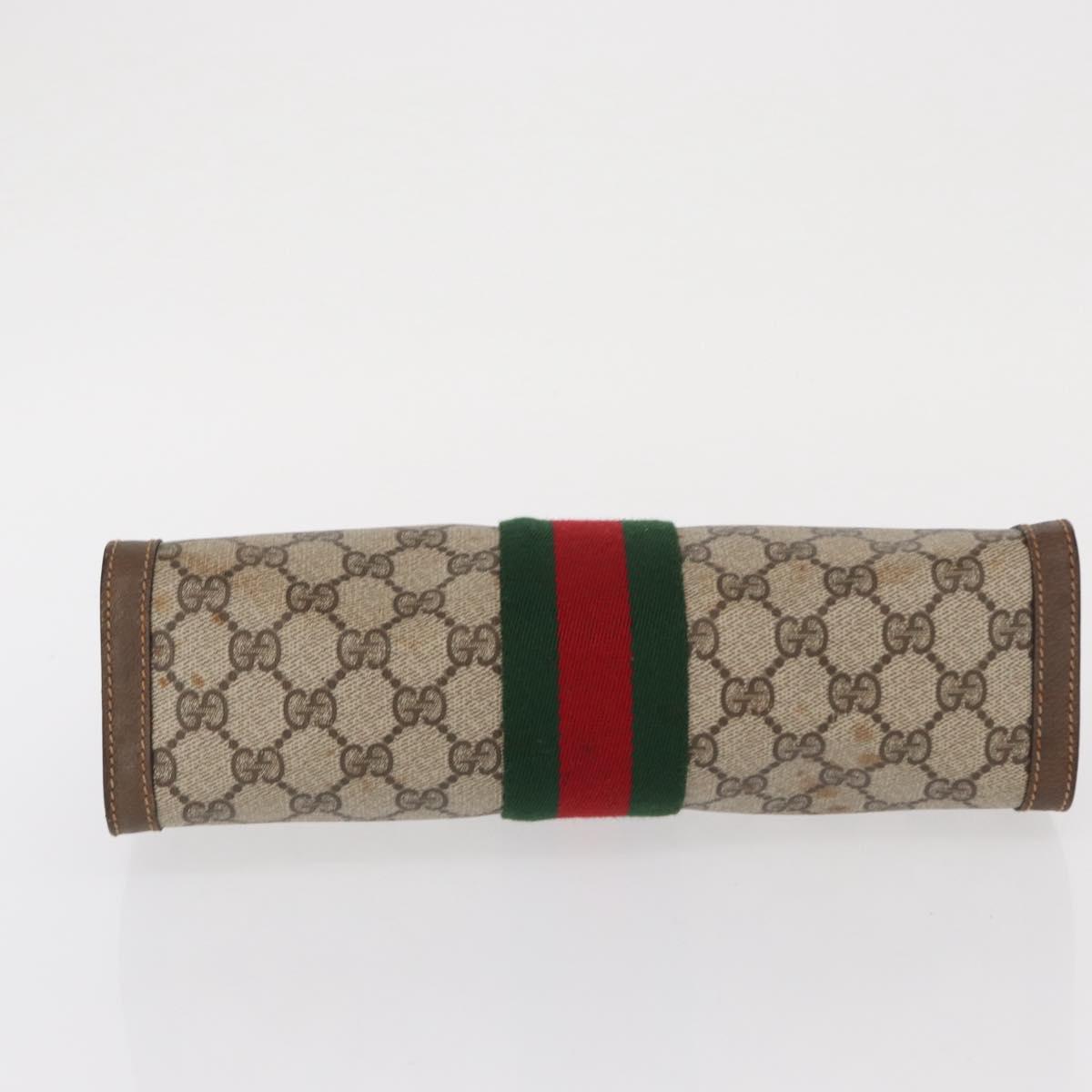 GUCCI GG Supreme Web Sherry Line Clutch Bag PVC Beige 89 01 002 Auth BA9822