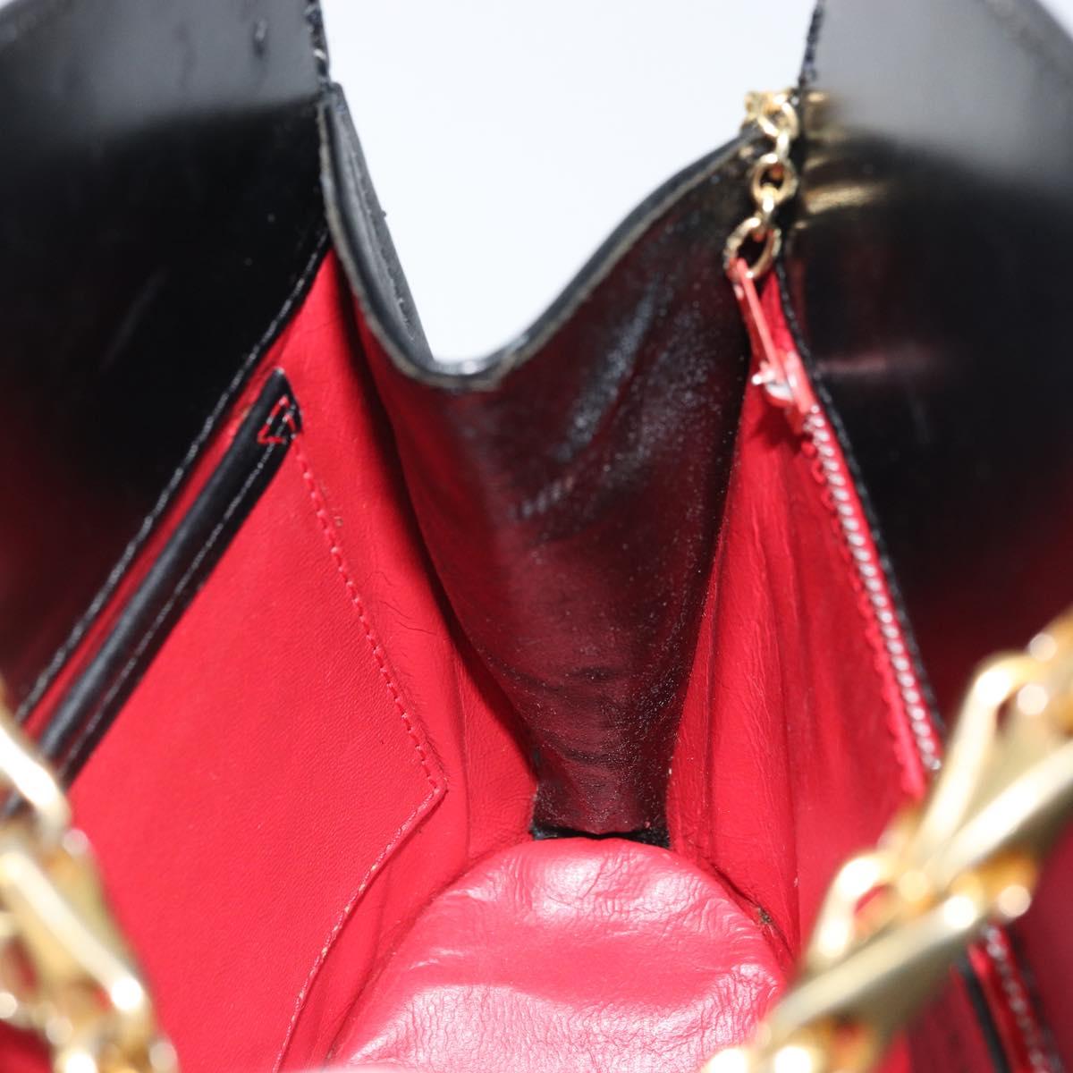 CELINE Shoulder Bag Leather Black Gold Auth BA9825