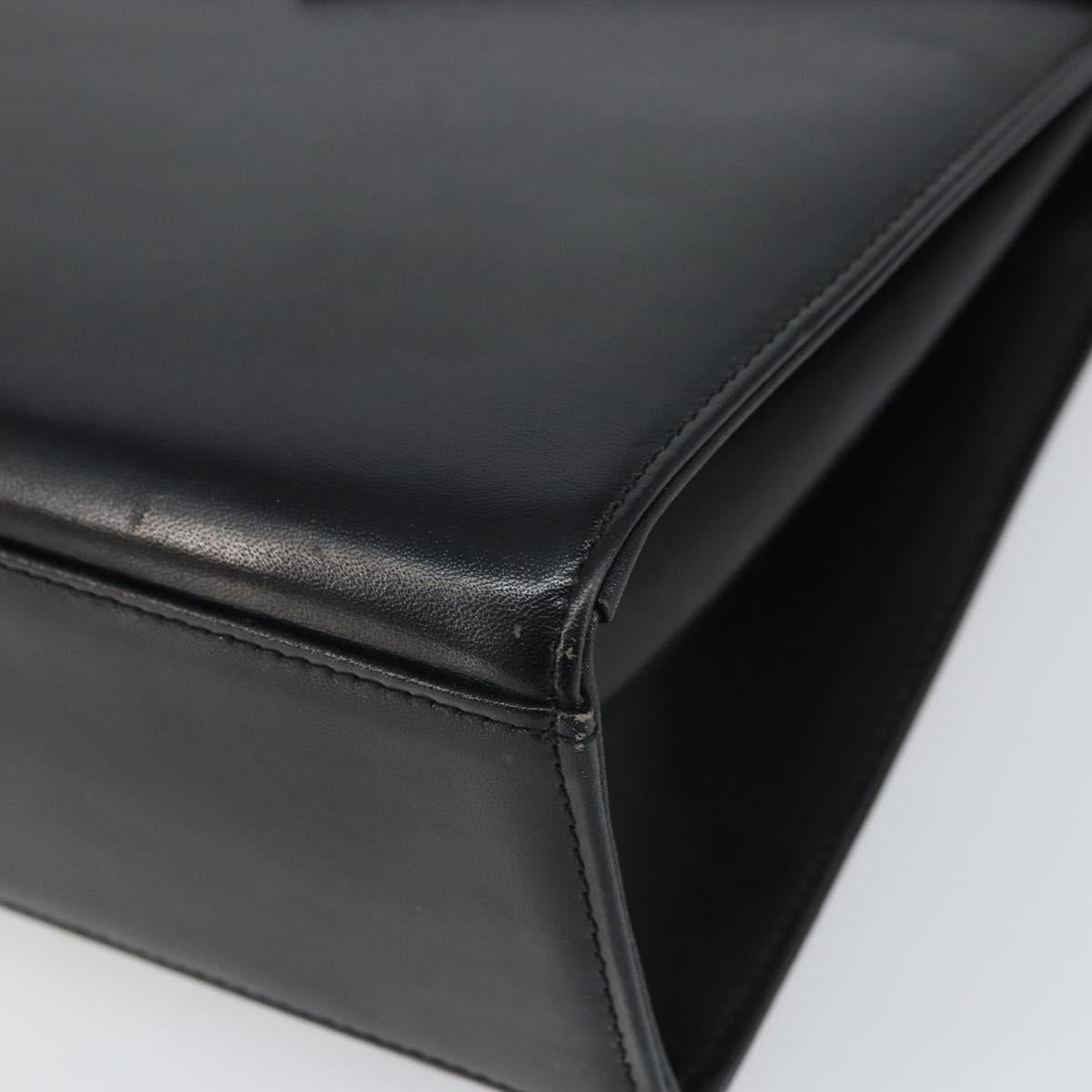 GIVENCHY Hand Bag Leather Black Gold Auth BA9826