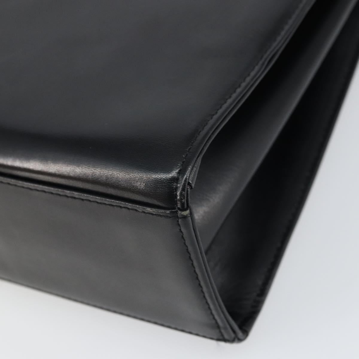 GIVENCHY Hand Bag Leather Black Gold Auth BA9826