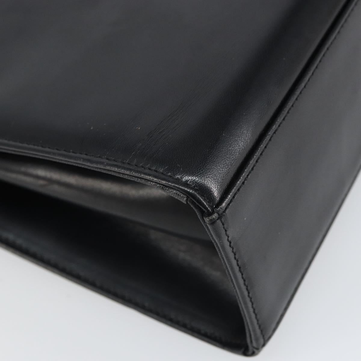 GIVENCHY Hand Bag Leather Black Gold Auth BA9826