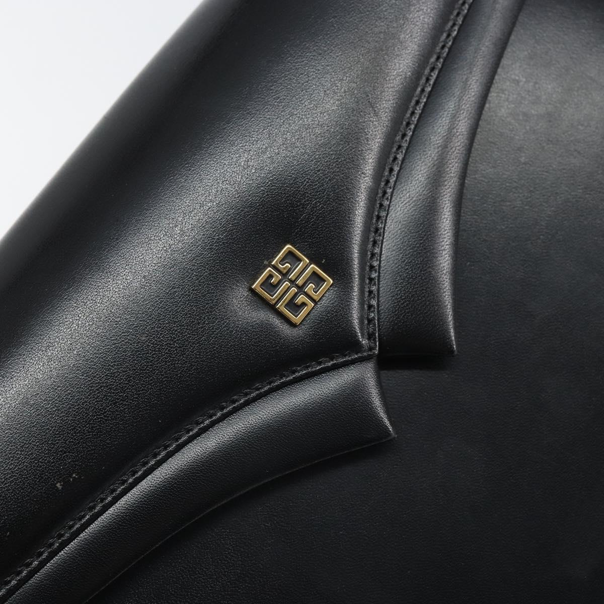 GIVENCHY Hand Bag Leather Black Gold Auth BA9826