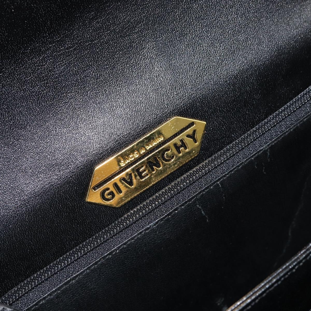 GIVENCHY Hand Bag Leather Black Gold Auth BA9826