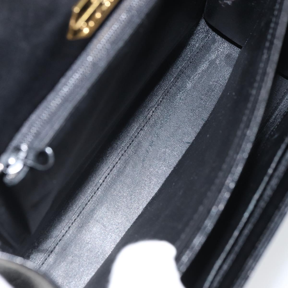 GIVENCHY Hand Bag Leather Black Gold Auth BA9826