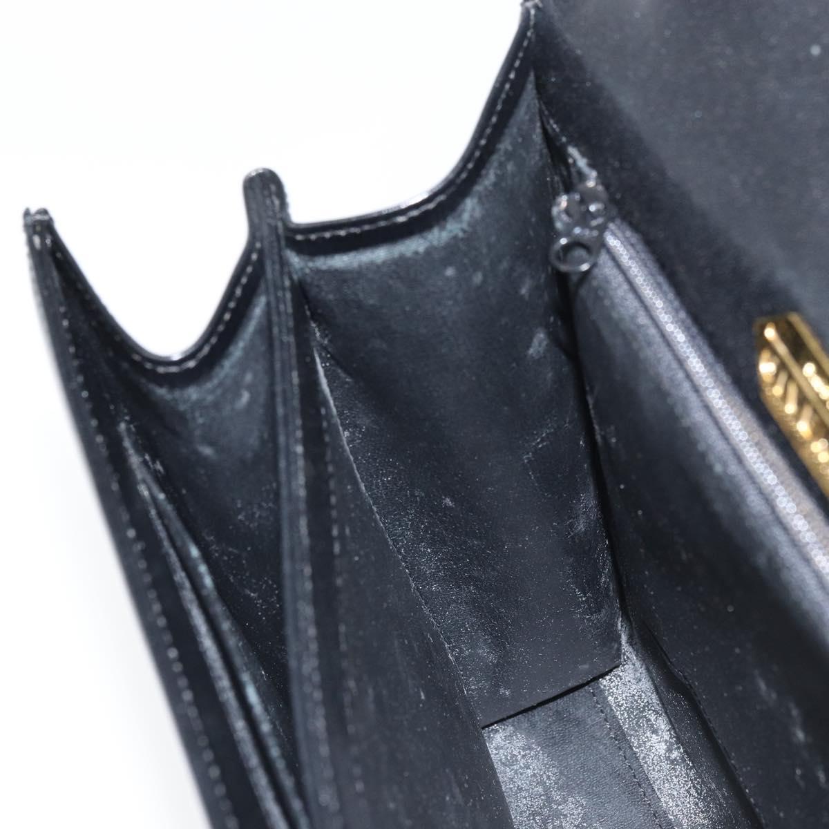 GIVENCHY Hand Bag Leather Black Gold Auth BA9826