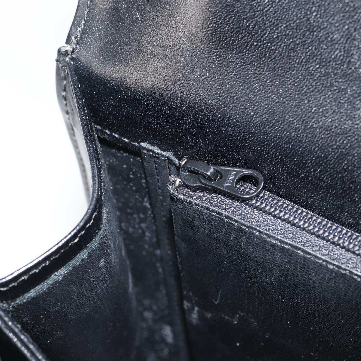 GIVENCHY Hand Bag Leather Black Gold Auth BA9826