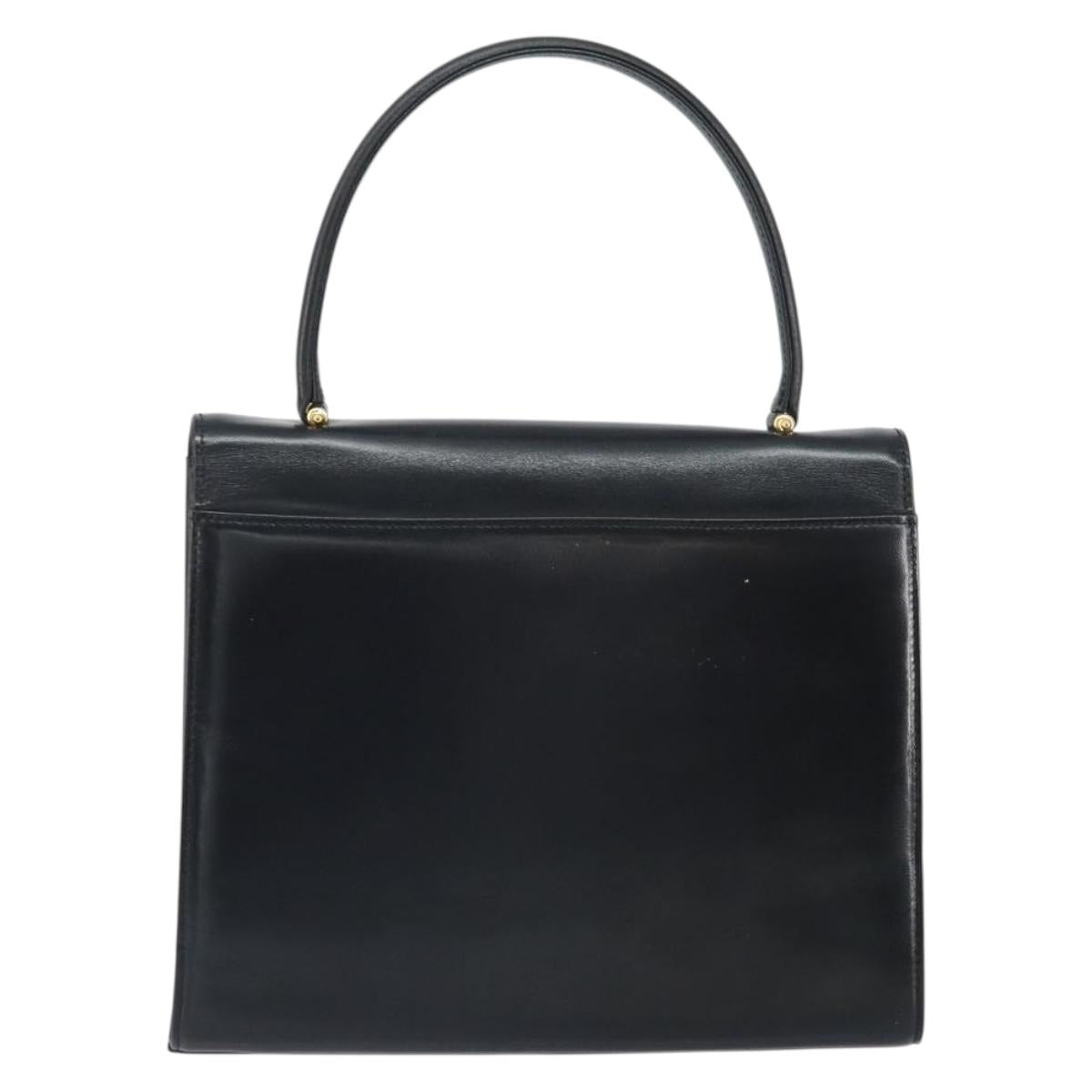 GIVENCHY Hand Bag Leather Black Gold Auth BA9826