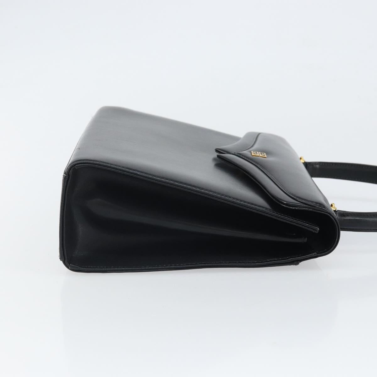 GIVENCHY Hand Bag Leather Black Gold Auth BA9826