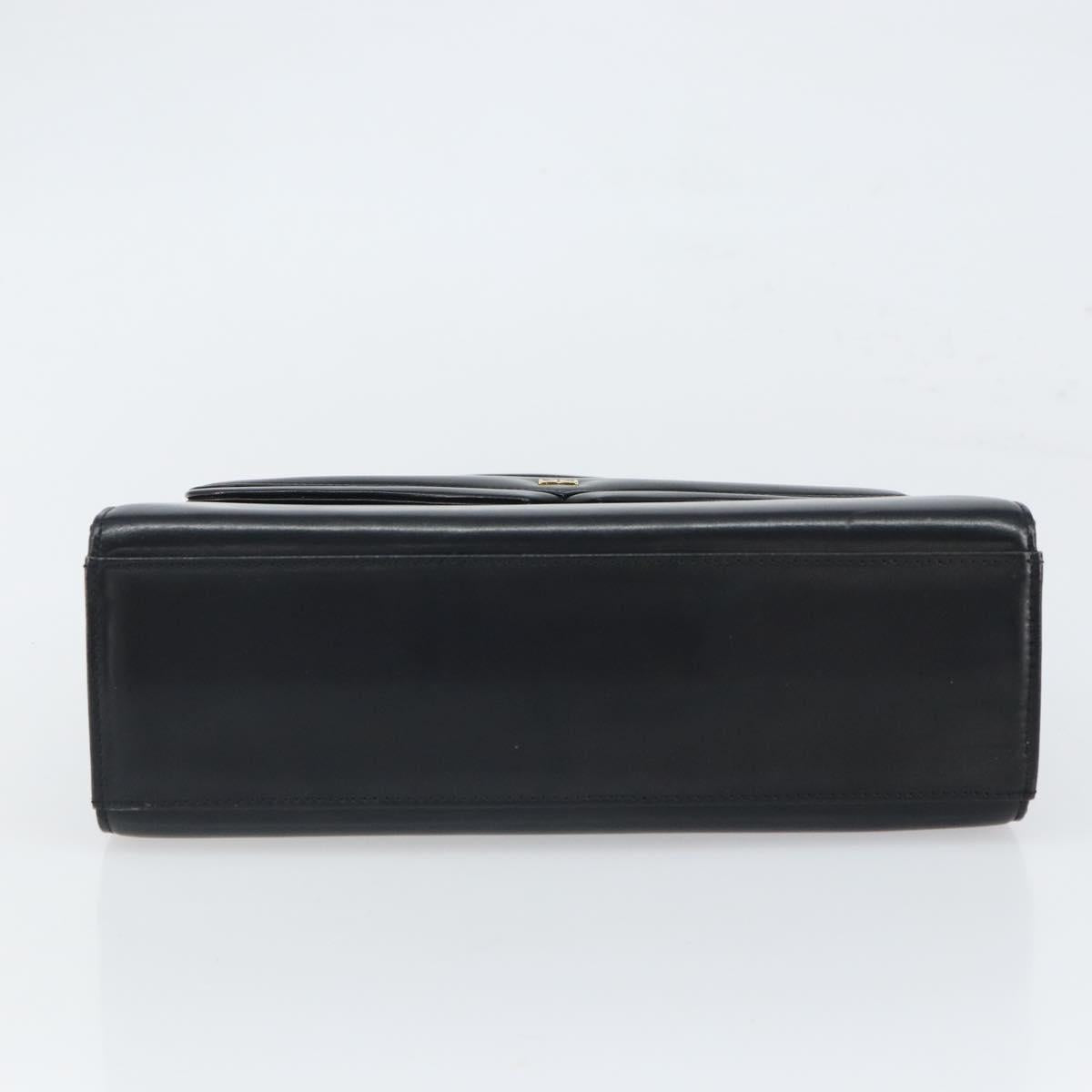 GIVENCHY Hand Bag Leather Black Gold Auth BA9826