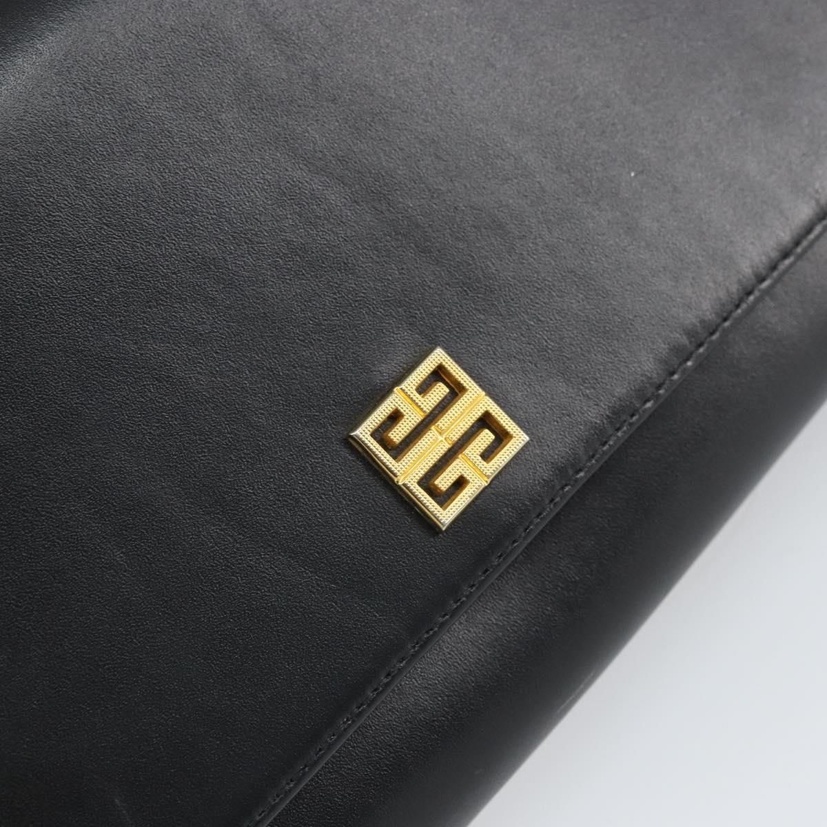 GIVENCHY Shoulder Bag Leather Black Gold Auth BA9827
