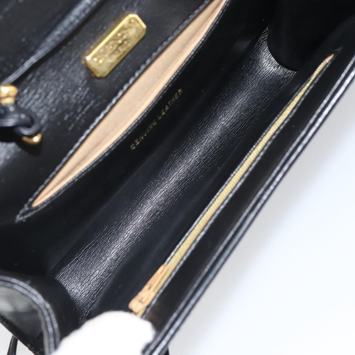 GIVENCHY Shoulder Bag Leather Black Gold Auth BA9827
