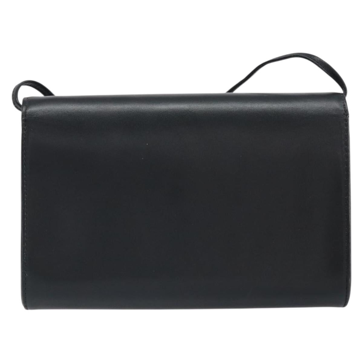 GIVENCHY Shoulder Bag Leather Black Gold Auth BA9827