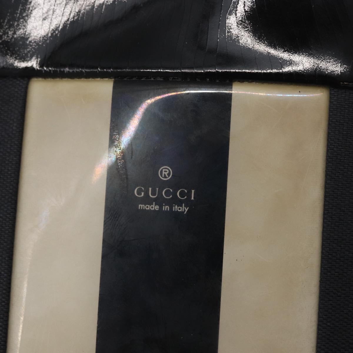 GUCCI Shoulder Bag Canvas Black Gold 001 4231 Auth BA9828