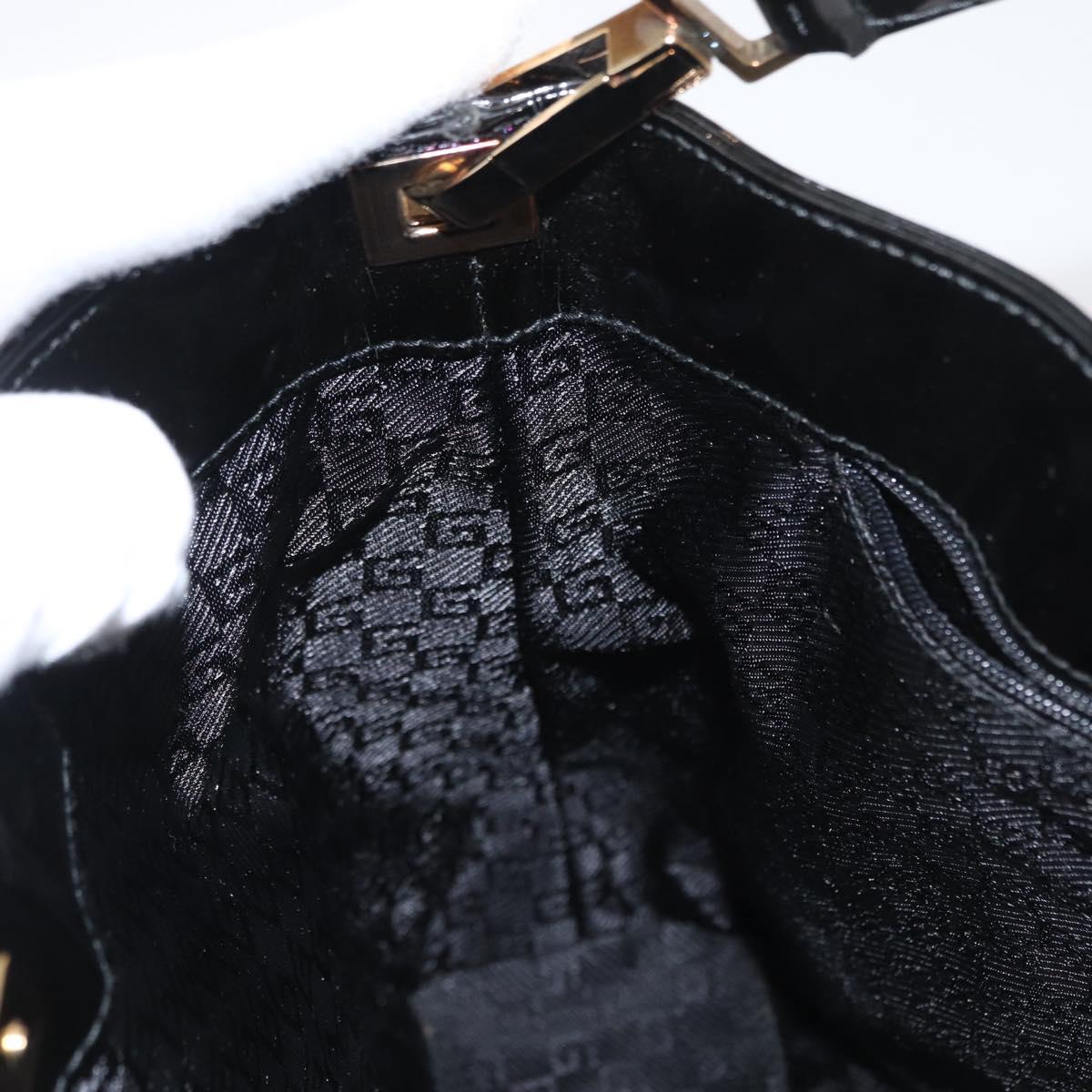 GUCCI Shoulder Bag Canvas Black Gold 001 4231 Auth BA9828